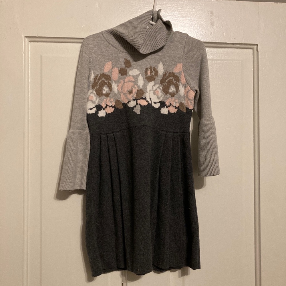 Janie & Jack Gray Sweater Dress 4T Long Sleeve
